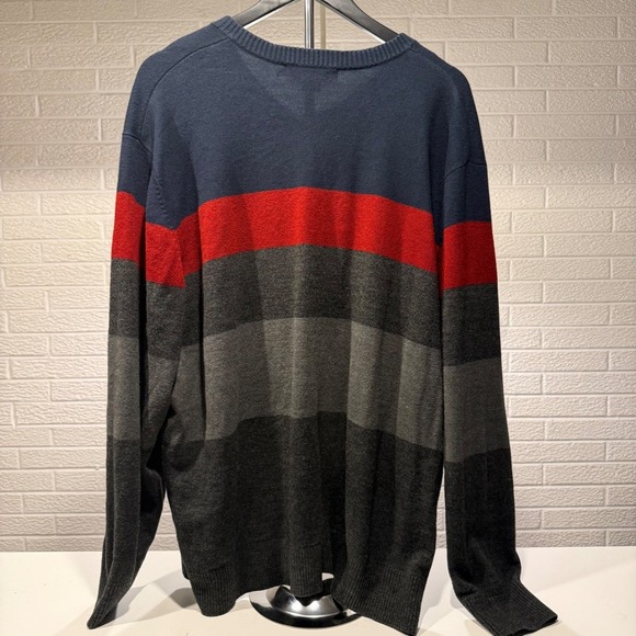 U.S. Polo Assn. 3X Sweater Striped V Neck Blue Red Gray Menswear Casual - Picture 4 of 4
